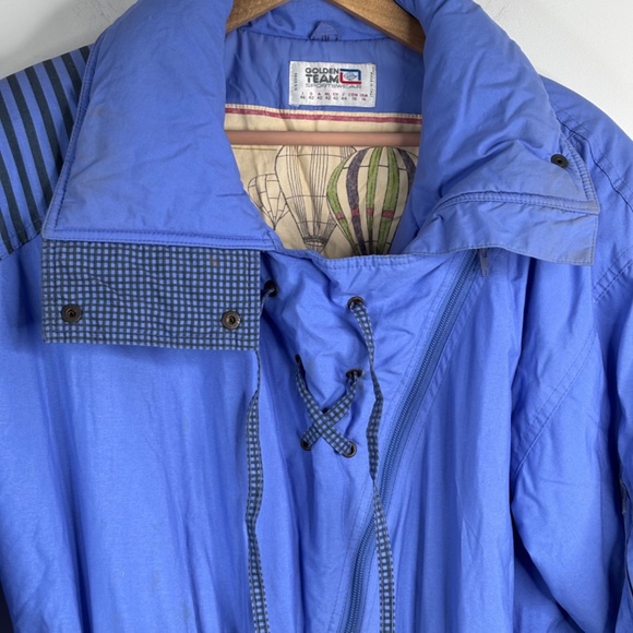 VTG 80s Ski Suit One Piece Snowsuit Womens 16 Powder Blue Retro Made in Italy - Picture 3 of 16